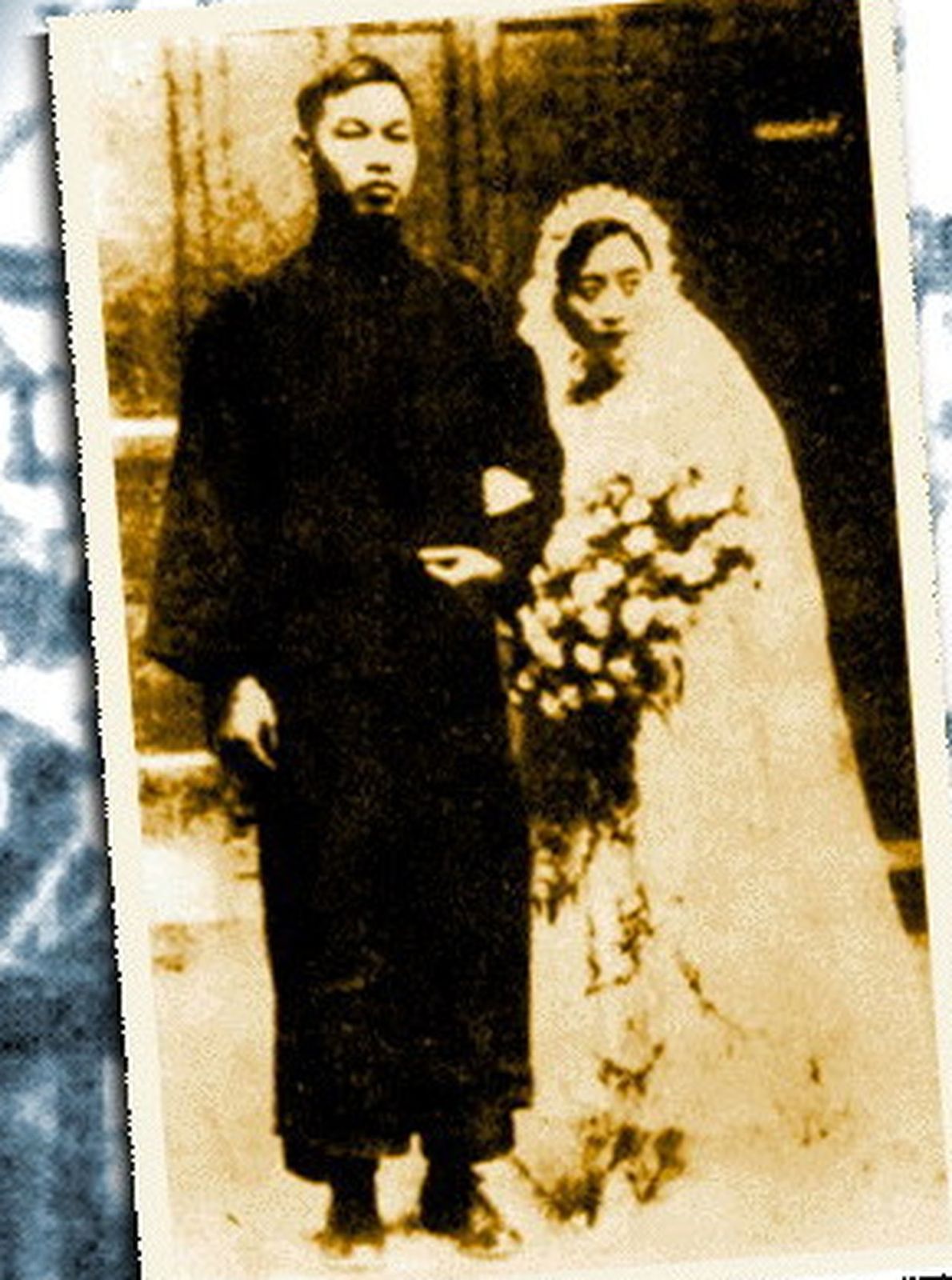 1934 年 10 月 19 日倪柝聲與張品蕙在杭州的結婚照